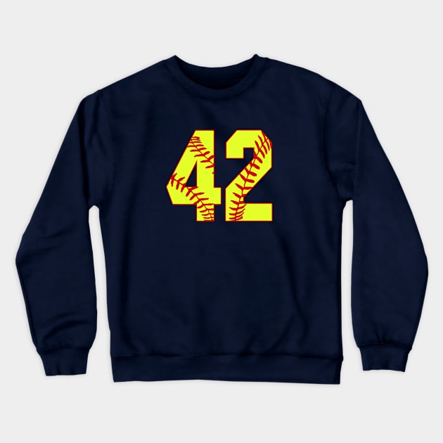 Fastpitch Softball Number 42 #42 Softball Shirt Jersey Uniform Favorite Player Biggest Fan Crewneck Sweatshirt by TeeCreations